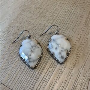 Kendra Scott Silver and White Marbled Earrings